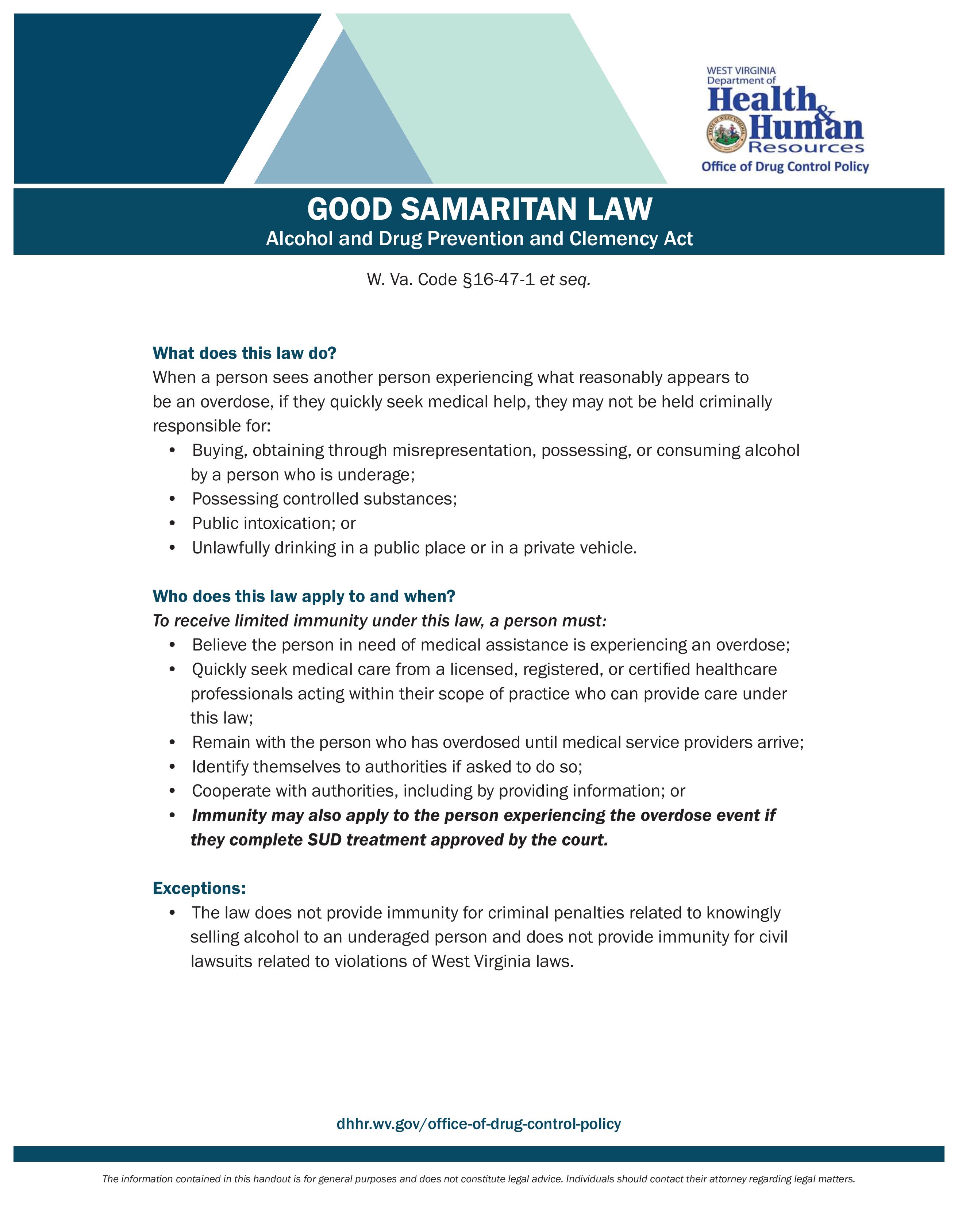 Good Samaritan Law Handout Final